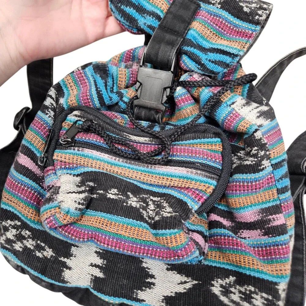 Striped Tapestry Mini Backpack Bag‎ Travel Festival Multicolor Boho Bohemian